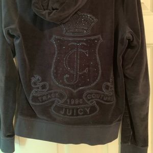 Juicy Couture - Navy Bejeweled Velour Sweatshirt